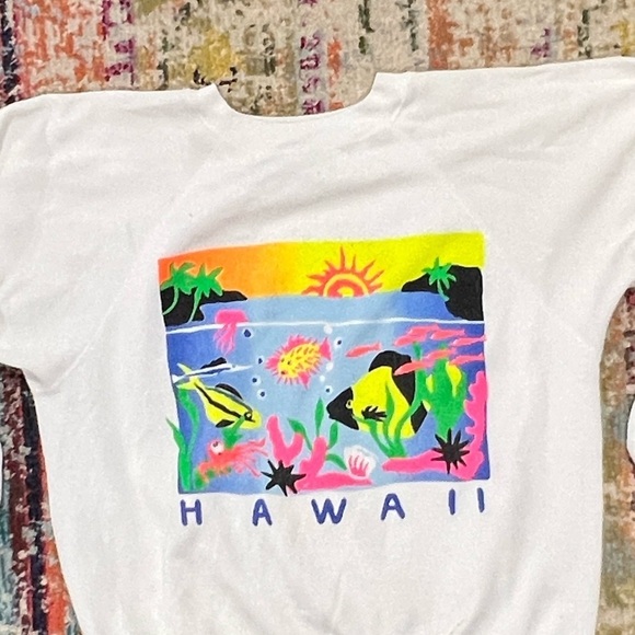 Vintage 1980s Hawaii Hawaiian Travel Vacation Tourism 80s Sweatshirt - Picture 2 of 4